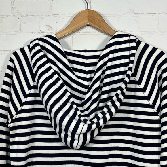 Gap Striped Hoodie Sweatshirt Womens Size Small Blue White Terrycloth Pockets - Picture 10 of 11
